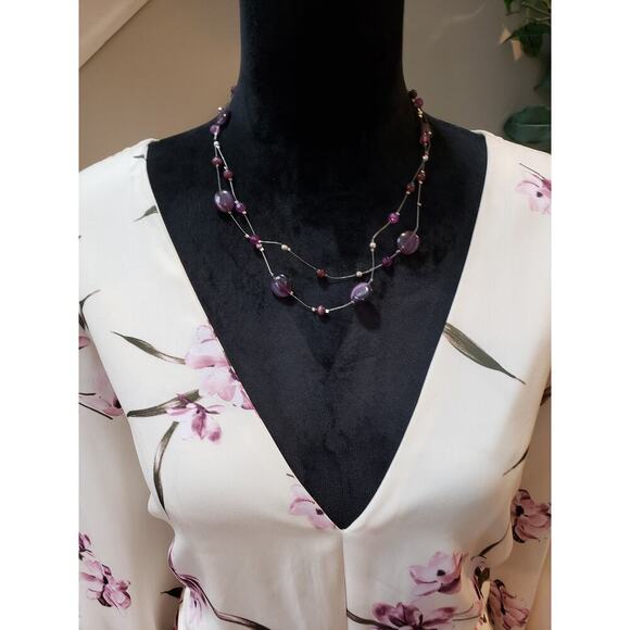 FTF Dress Women Size 2X White Pink Floral Long Sleeve V Neck Polyester Elegant - Picture 3 of 12